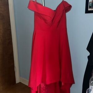 red strapless dress
